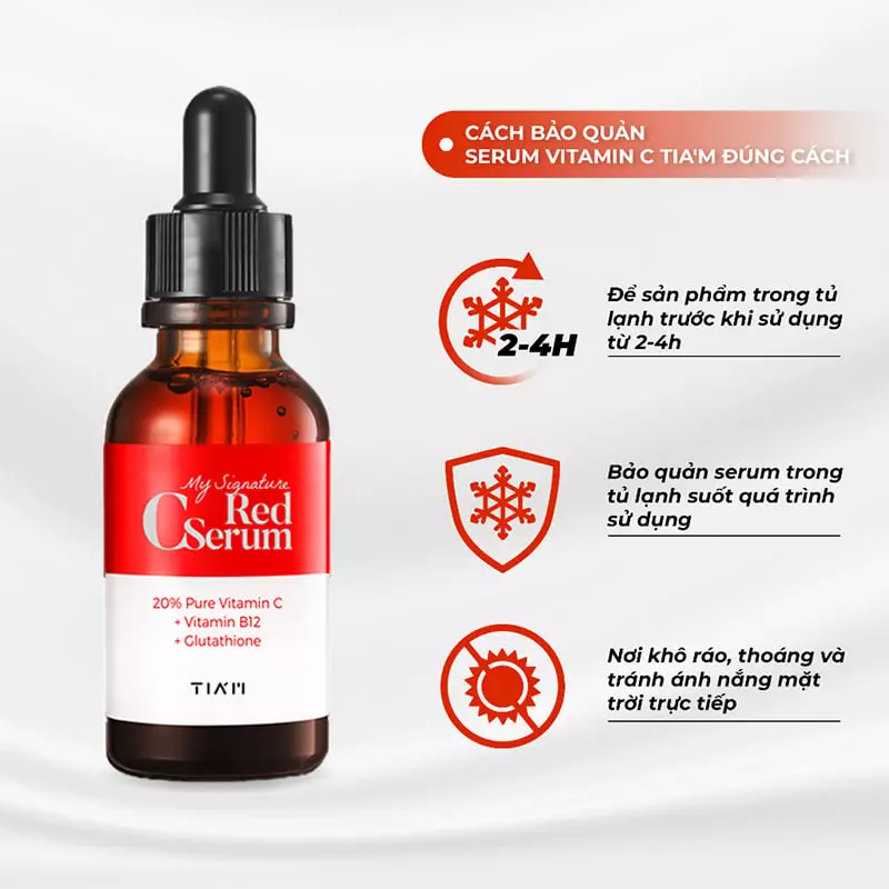 Serum Tiam Tinh Chất Vitamin C Hỗ Trợ Dưỡng Trắng, Mờ Thâm Tiam Red C Serum 30ml