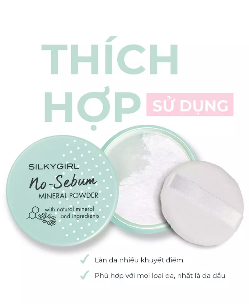 Phấn Phủ Dạng Bột Kiềm Dầu Cho Da Mịn Màng Silkygirl No Sebum Mineral Powder 5g