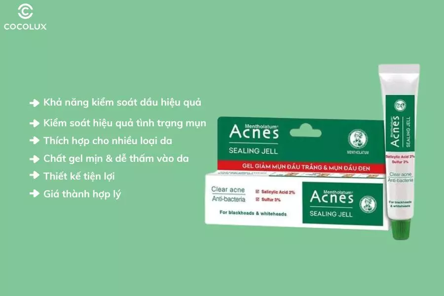 Thành phần chính của Gel dưỡng Acnes kháng khuẩn, ngăn ngừa và giảm mụn