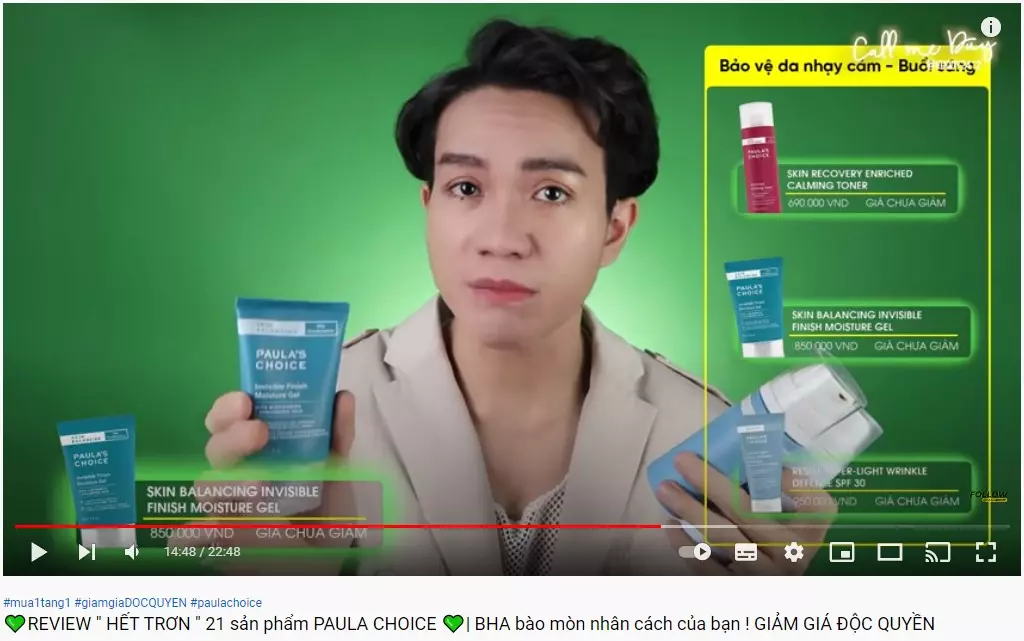 Beauty blogger Anh Duy trên channel Call Me Duy cũng cho rằng, hầu hết các sản phẩm nhà Paula