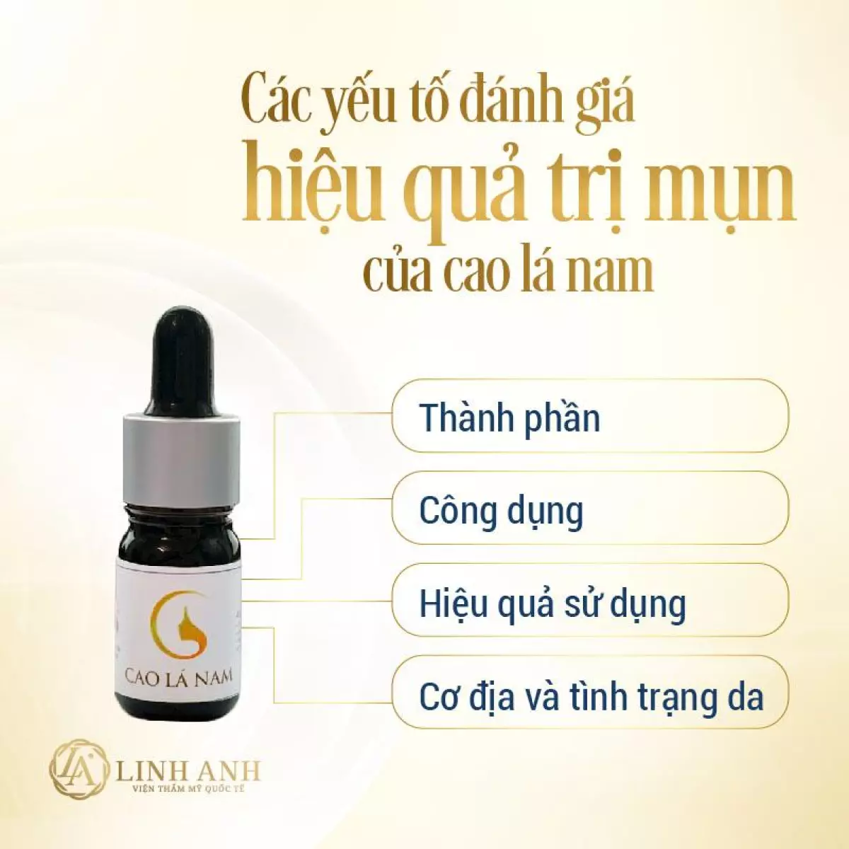 Các yếu tố đánh giá hiệu quả trị mụn của cao lá nam