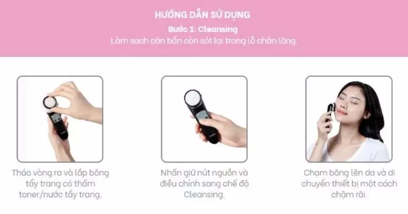 Bước 1: Làm sạch những cặn bẩn còn sót lại trong lỗ chân lông