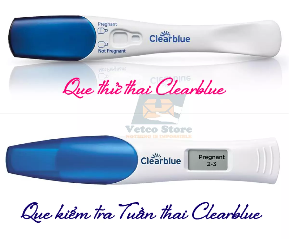 Set 2 Que Thử Thai Điện Tử Phát Hiện Cực Sớm + 1 Que Check Tuần Thai Clearblue