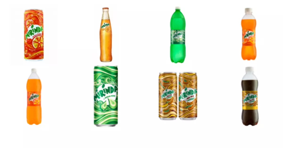 Các loại nước ngọt Mirinda có đường, có ga