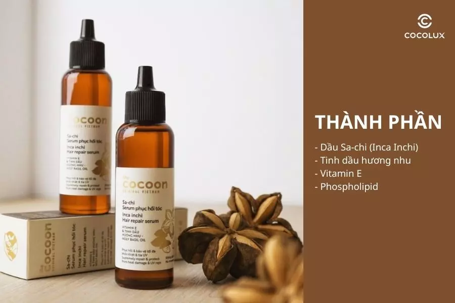 Thành phần của Tinh Chất Dưỡng Tóc Cocoon Sa-chi Serum Phục Hồi Tóc Inca Inchi Hair Repair