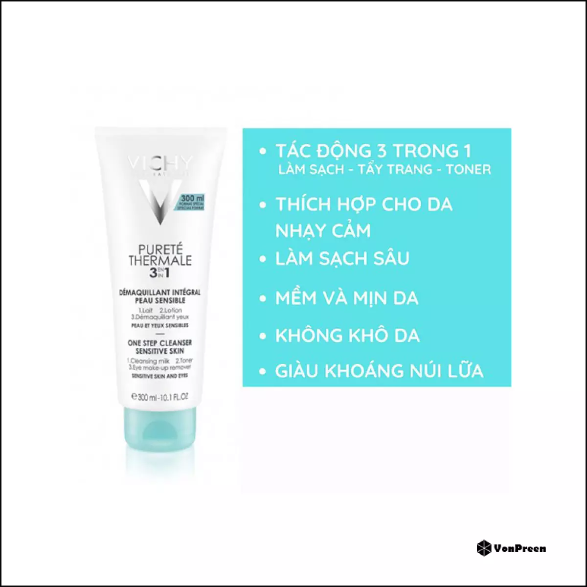 Sữa rửa mặt Vichy 3 trong 1 Purete Thermale