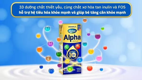 Sữa pha sẵn Dielac Alpha Gold hộp 180ml cho trẻ 1 tuổi trở lên