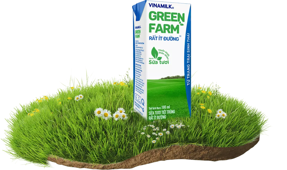 Sữa Tươi Tiệt Trùng Vinamilk Green Farm Rất Ít Đường