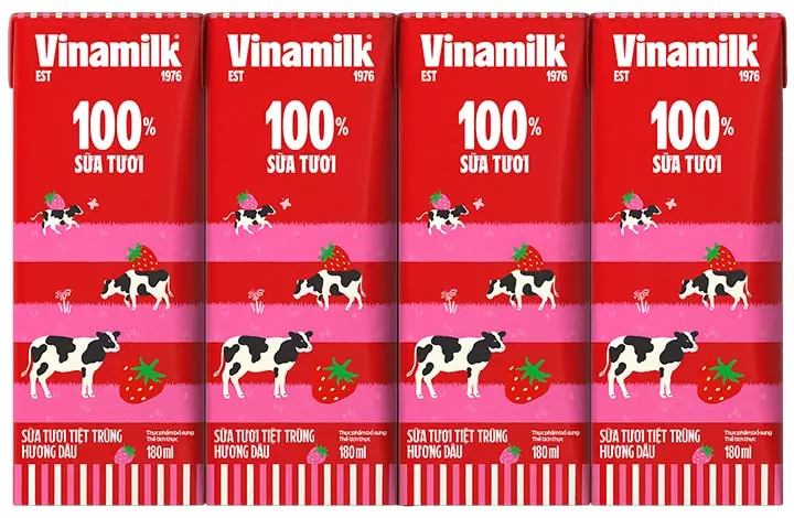 sữa tươi tiệt trùng vinamilk hương dâu hộp 180ml