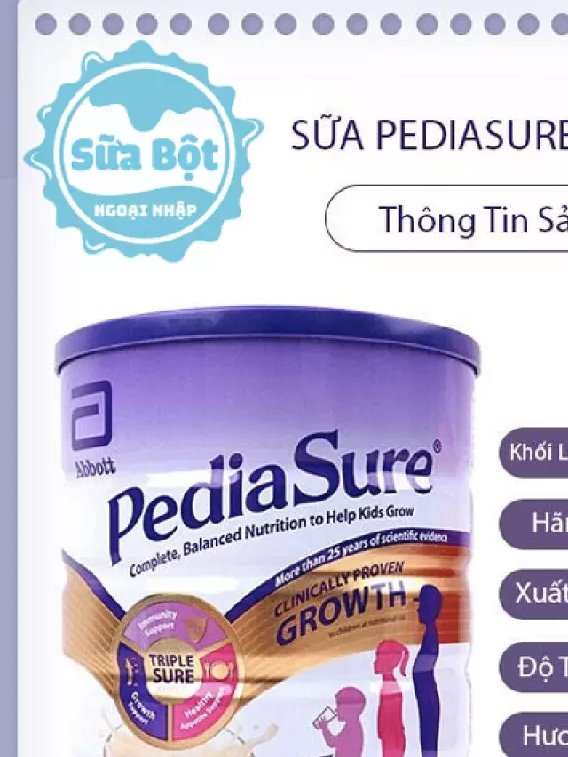   Sữa Pediasure Úc Hương Vanilla 850g nắp tím (Dành cho trẻ 1-10 tuổi)