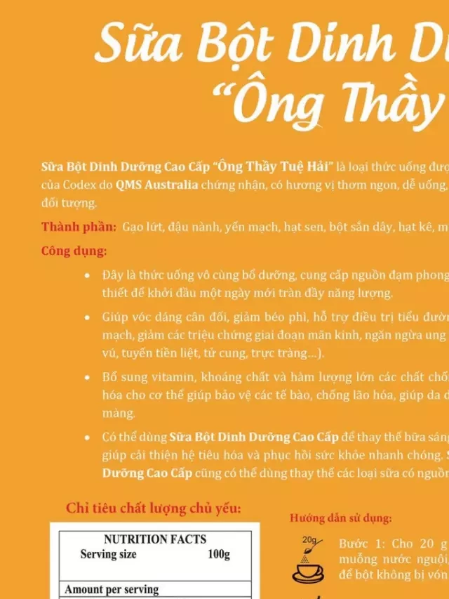   Sữa dinh dưỡng cao cấp "Ông Thầy Tuệ Hải" (Mới)