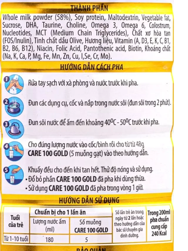   Sữa Care 100 Gold 900g - Giải pháp tối ưu cho bé suy dinh dưỡng