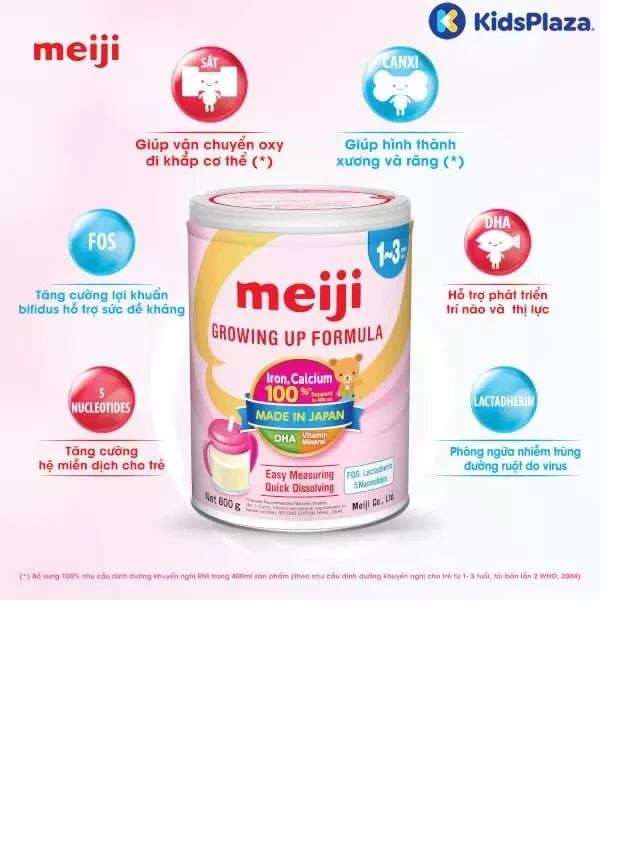   Sữa Meiji Growing Up Formula 800g nhập khẩu cho bé 1-3 tuổi: Tăng cường dinh dưỡng và phát triển toàn diện cho con yêu của bạn