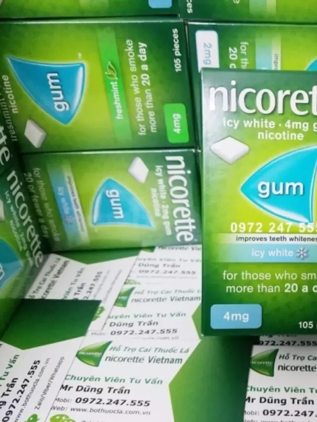   Kẹo Nicorette Gum 4mg vị bạc hà hộp 105 viên